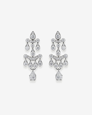 Chandelier Stud Earrings Diamonds Platinum