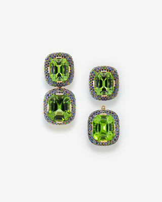 Peridot Earrings Sapphires & Tsavorites Yellow & White Gold