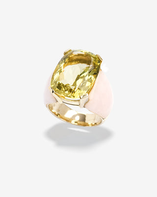 Royal Ring Lemon Citrine & Opal Yellow Gold