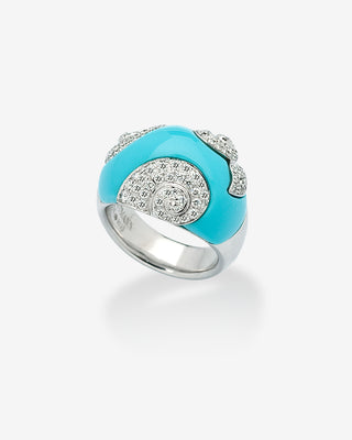 Snail Ring Diamond Turquoise White Gold