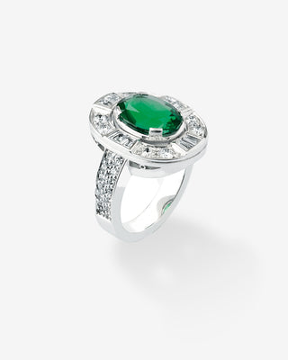 Ring Emerald & Diamonds White Gold