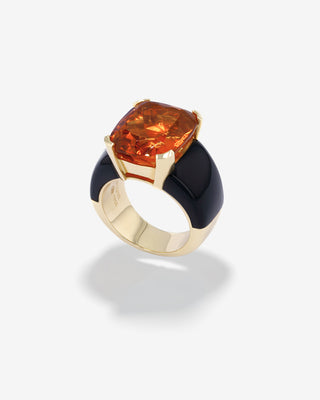 Royal Ring Citrine & Onyx Yellow Gold