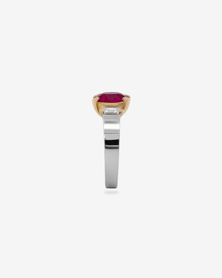 Ring Ruby Burma & Diamonds Yellow Gold Platinum