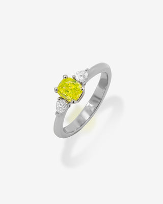 Ring Fancy Vivid Green-Yellow Diamond Platinum