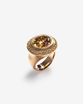 Ring Zircon & Yellow Diamonds Rose Gold