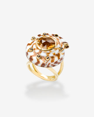 Snail Ring Citrine Briolettes Yellow Gold