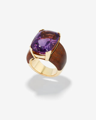 Royal Ring Amethyst & Amaranth Wood Yellow Gold