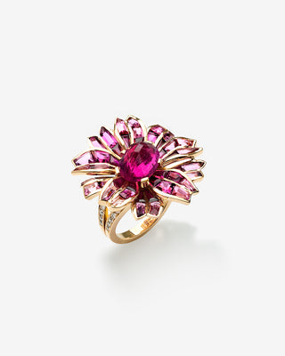 Blossom Ring Tourmaline & Diamonds Yellow Gold