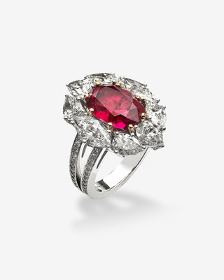 Ruby Ring & Diamonds White Gold