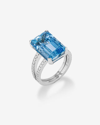Ring Aquamarine & Diamonds White Gold