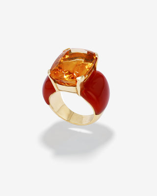 Royal Ring Citrine & Carnelian Yellow Gold