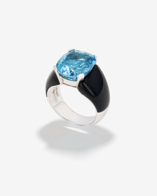 Royal Ring Topaz & Onyx White Gold