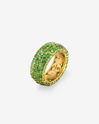 Band Ring Pavé Peridot Yellow Gold