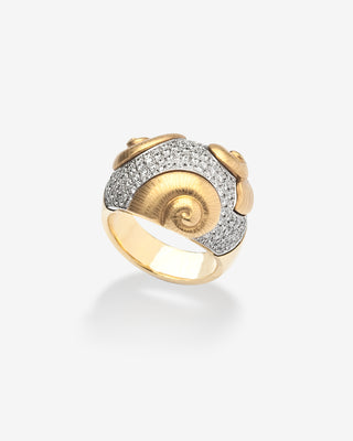 Strandgut Snail Ring Diamonds Yellow & White Gold