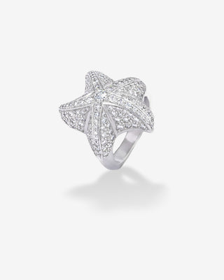 Strandgut Starfish Ring Diamonds White Gold