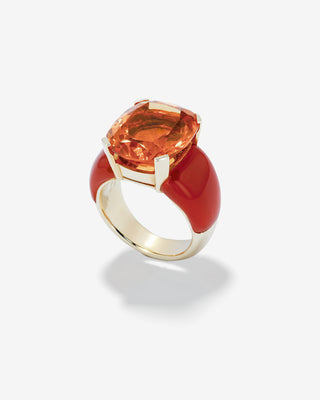 Royal Ring Citrine & Carnelian Yellow Gold