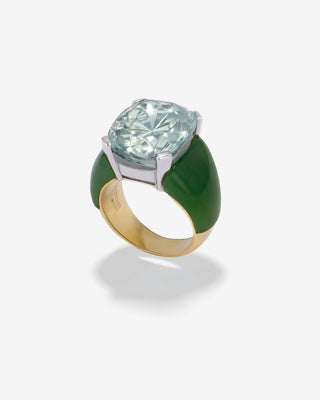 Royal Ring Citrine & Jade Yellow & White Gold