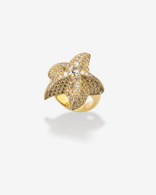 Strandgut Starfish Ring Diamonds Yellow Gold