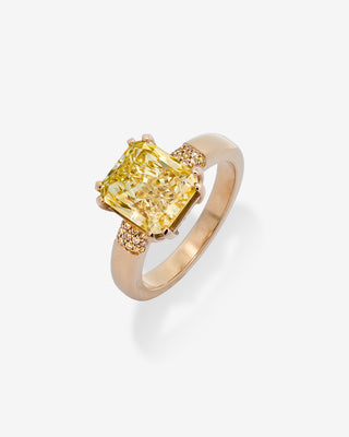 Solitaire Ring Fancy Yellow Diamond Rose Gold