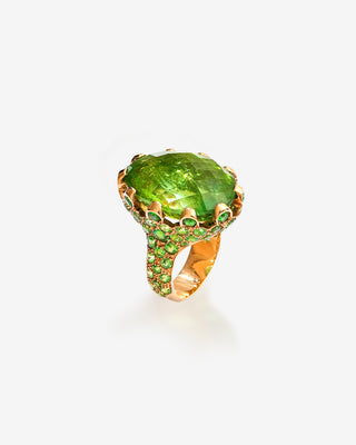 Cocktail Ring Paraiba Tourmaline & Tsavorite Yellow Gold