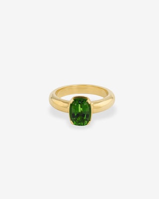 Harlequin Ring Green Tourmaline Yellow Gold