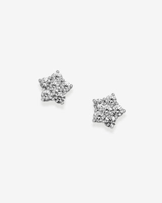 Flower Stud Earrings White Gold