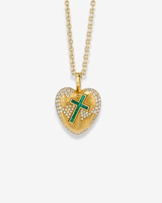 Pendant Faith Love Hope Emerald & Diamonds Yellow Gold