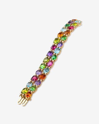 Two-Row Gemstone Bracelet in 18K Yellow & White Gold