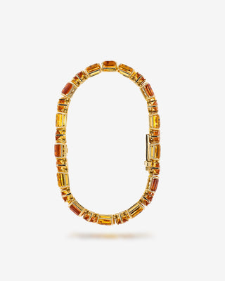 Two-Row Bracelet Mandarin Garnet & Citrine Yellow Gold