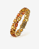 Two-Row Bracelet Mandarin Garnet & Citrine Yellow Gold