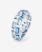 Stone Band Bracelet Blue Topaz White Gold