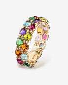 Two-Row Gemstone Bracelet in 18K Yellow & White Gold