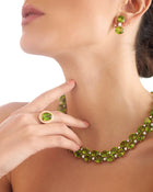 Peridot Necklace Oval Peridots & Diamonds Yellow White Gold