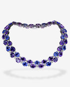 750 Weißgold Collier mit Tansanit, Amethysten und Diamanten.
