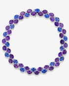 750 Weißgold Collier mit Tansanit, Amethysten und Diamanten.