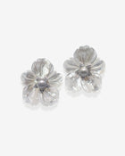 Flower Earring Diamonds Pearl White Gold