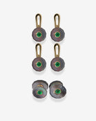 Emerald Cabochon Cufflinks & Studs Black Mother-of-Pearl Yellow Gold