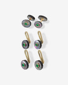 Emerald Cabochon Cufflinks & Studs Black Mother-of-Pearl Yellow Gold