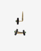 Emerald Cabochon Cufflinks & Studs Black Mother-of-Pearl Yellow Gold