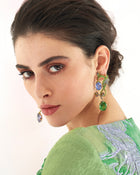 Drop Earrings Paraiba Tourmaline Sapphire & Tsavorite Yellow Gold