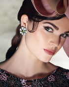 Blossom Ear Clips Diamonds & Tourmaline White Gold