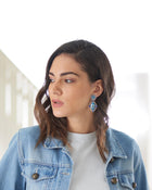 Drop Earrings Topaz Sapphire & Diamonds White Gold