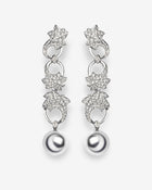 Acanthus Ear Studs Diamonds & Tahiti Pearls White Gold