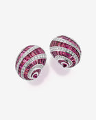Paradise Snail Ear Clips Pink Tourmaline & Diamonds Yellow Gold