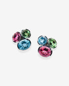 Harlequin Ear Clips Tourmaline & Topaz White Gold