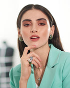 Manhattan Ear Clips Tourmaline & Peridot White Gold