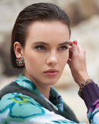 Harlequin Earrings Coloured Gemstones & Diamonds Yellow & White Gold