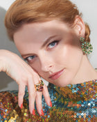 Chandelier Earrings Peridot Diamonds & Freshwater Pearls Yellow Gold