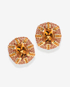 Ear Clips Citrine Cushion & Sapphire Yellow Gold