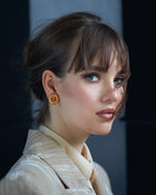 Ear Clips Citrine Cushion & Sapphire Yellow Gold